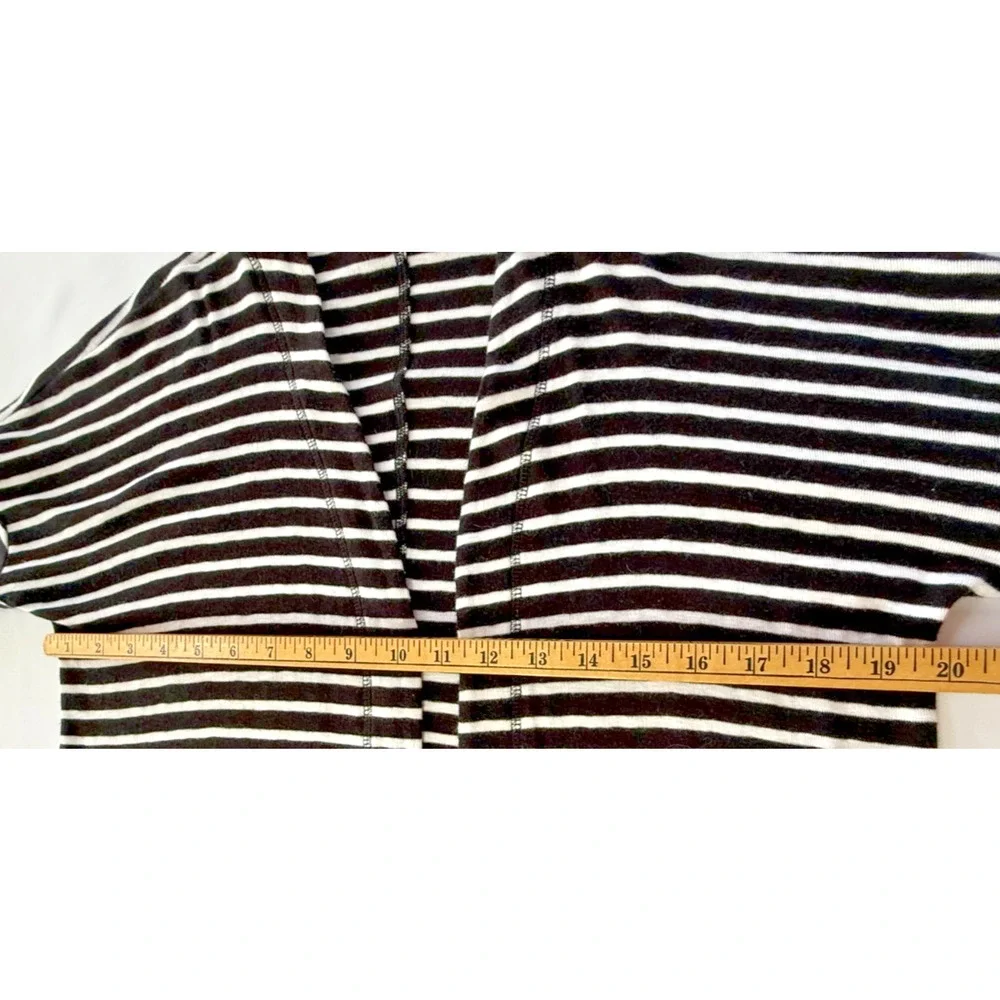 T By Talbots Women's Striped Open Front Cardigan PM Black White Casual Preppy